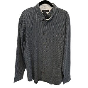 Tommy Hilfiger Navy Blue Long Sleeve Button Front Cotton Shirt Size XXL NWT